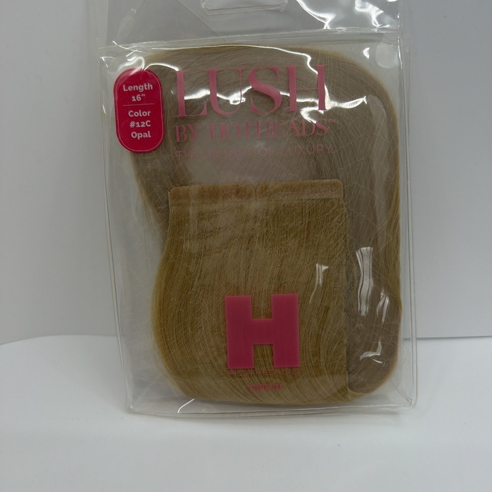 Hotheads Tape-In Extensions LUSH Originals 16" #12C Light Golden Blonde Opal NEW - Picture 3 of 6
